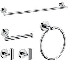5 Pieces Polished Chrome Bathroom Hardware Accessories Set, SUS304 Stainless Ste