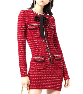 SELF PORTRAIT Red MELANGE KNITTED MINI Dress L UK / 12 - 14 UK | eBay UK