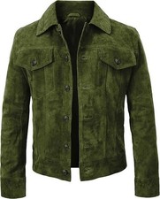 Mens Trucker Suede Leather Jacket - Western Style Cowboy Jacket Collection
