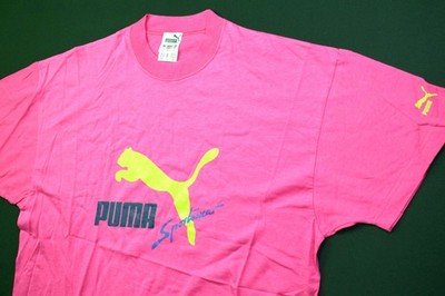 Puma T-Shirt Vintage Pink Korea Casual Tee Hemd Big Print Old Stock 90er 80s L  