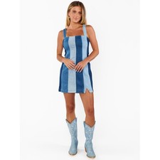 NWT Show Me Your Mumu CORONADO CORSET DRESS SHADY INDIGO STRIPE size Small