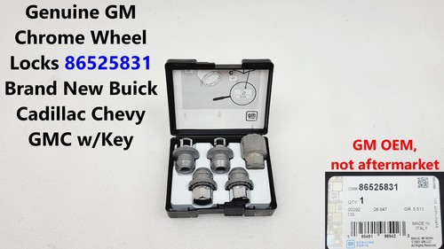 Genuine GM Chrome Wheel Locks 86525831 Brand New Buick Cadillac Chevy GMC w/Key