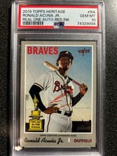 2019 Topps Heritage Ronald Acuna Jr.  Real One Red Ink Auto #/70 #RA PSA 10