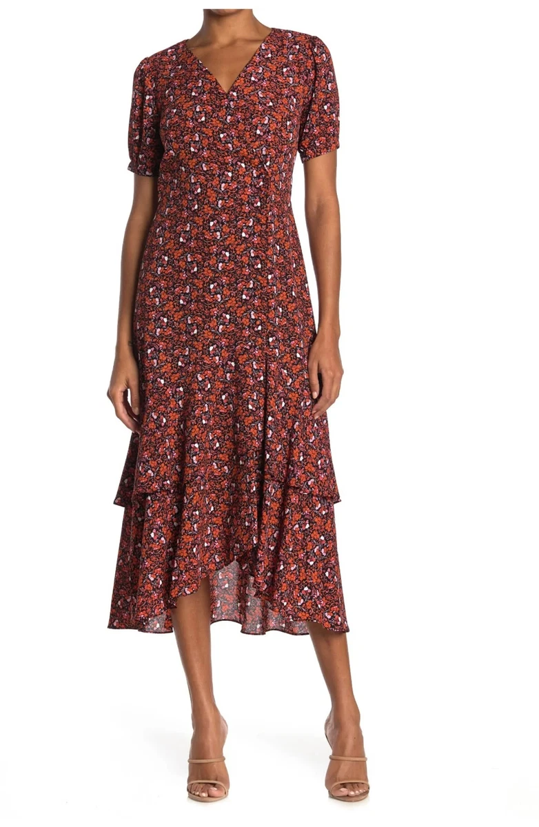 Robe Longue Maxi NANETTE LEPORE Violet Imprimé Floral - Taille 0 - Occasion Comme Neuve