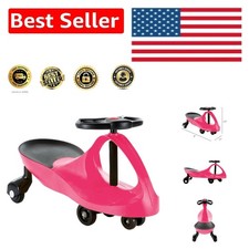 Safe Indoor/Outdoor Wiggle Car Ride On - Bright Hot Pink for Ages 3 