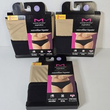 Maidenform Hipster Inspirations Panties Size L/7 Stretch Lace Black Tan Lot Of 3
