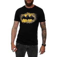 Batman Mens Spray Logo Cotton T-Shirt (BI408)
