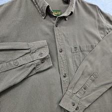 Timberland Mens MEDIUM Olive Green VINTAGE 100 Cotton Long Sleeve Button Down