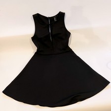 Forever 21 Party Y2K Dress Mini Black A Line Lace Mesh Neck Sleeveless Women's S