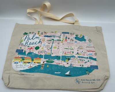 EAU Palm Beach Resort Canvas Tote Beach Bag Map Libby VanderPloeg 20x14 CL00