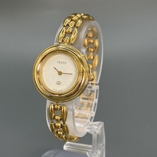 [Excellent+5] GUCCI Change Bezel 11/12 Gold Quartz Ladies Watch Working