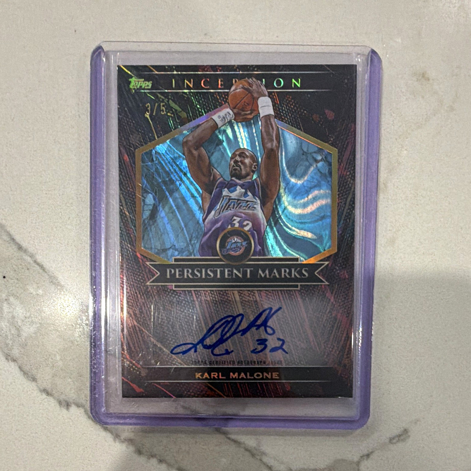 Topps 2025-26 Inception Karl Malone Persistent Marks Auto /5 PM-KM Utah Jazz