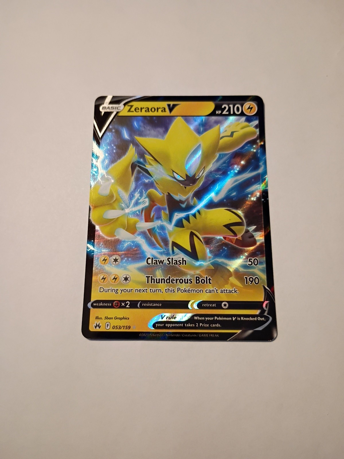 Pokemon TCG Zeraora V 053/159 2023 Crown Zenith Ultra Rare Card - NM
