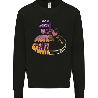 Wo Worte Fail Music Speaks Gitarre Rock Kinder Sweatshirt Pullover