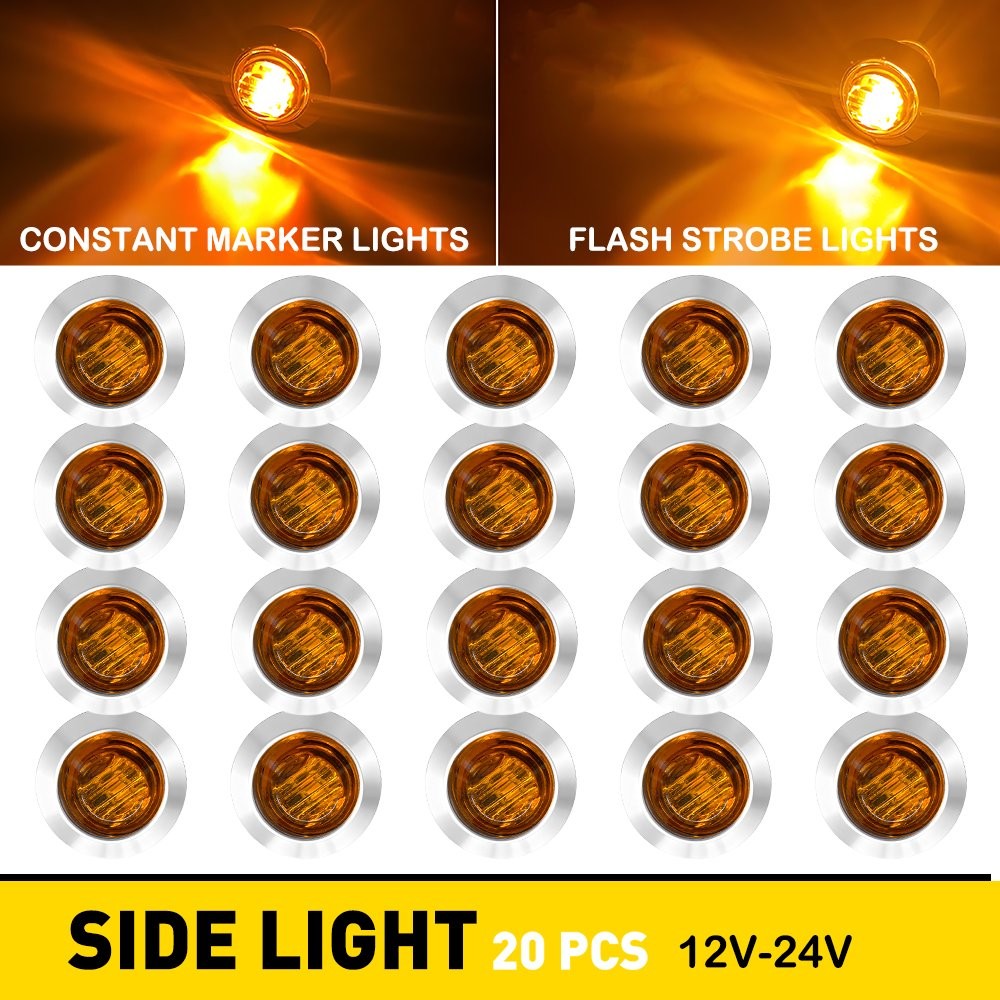 20X 3/4" Strobe+Steady Amber LED Marker Lights Warning Flash Lamp ATV UTV RV van thumbnail 17