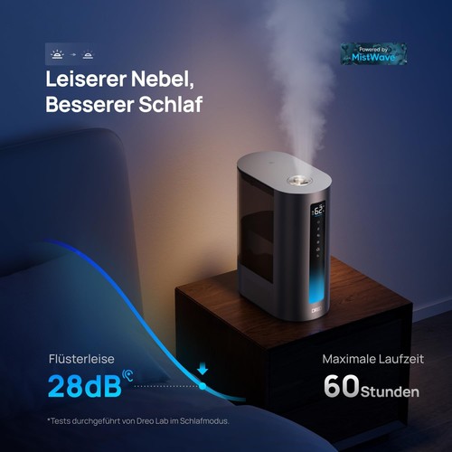 Dreo Humidificador Inteligente Grandes Habitaciones Caliente Niebla Fría Dormitorio Filtro de Aire - Imagen 5 de 10