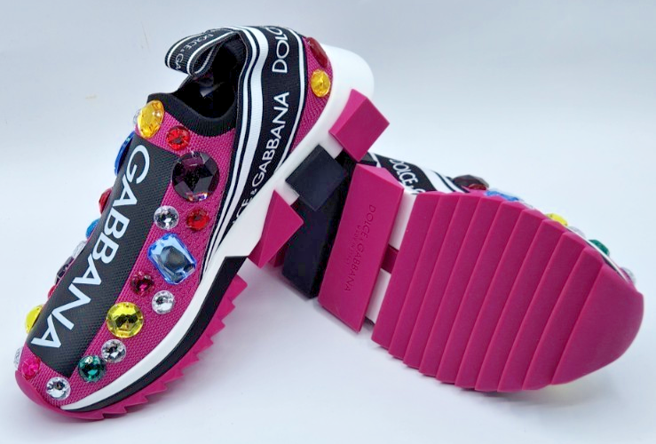Dolce Gabbana Sorrento Women's Crystals Pink Sneakers UE36 US6 | eBay