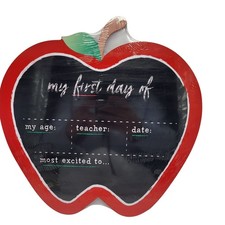 Double-Sided Apple Shaped First  Last Day of School Chalkboard Sign 11"x11"