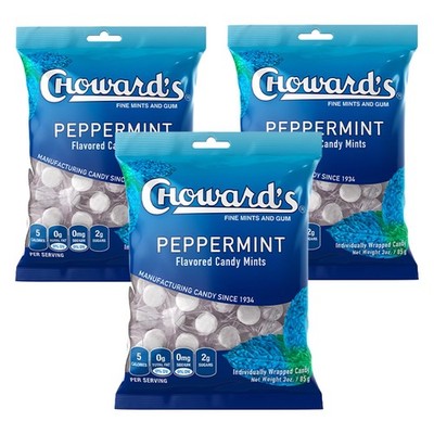Choward's Peppermint Candy - Nostalgic Hard 3 Ounce (Pack of 3), Blue,Red