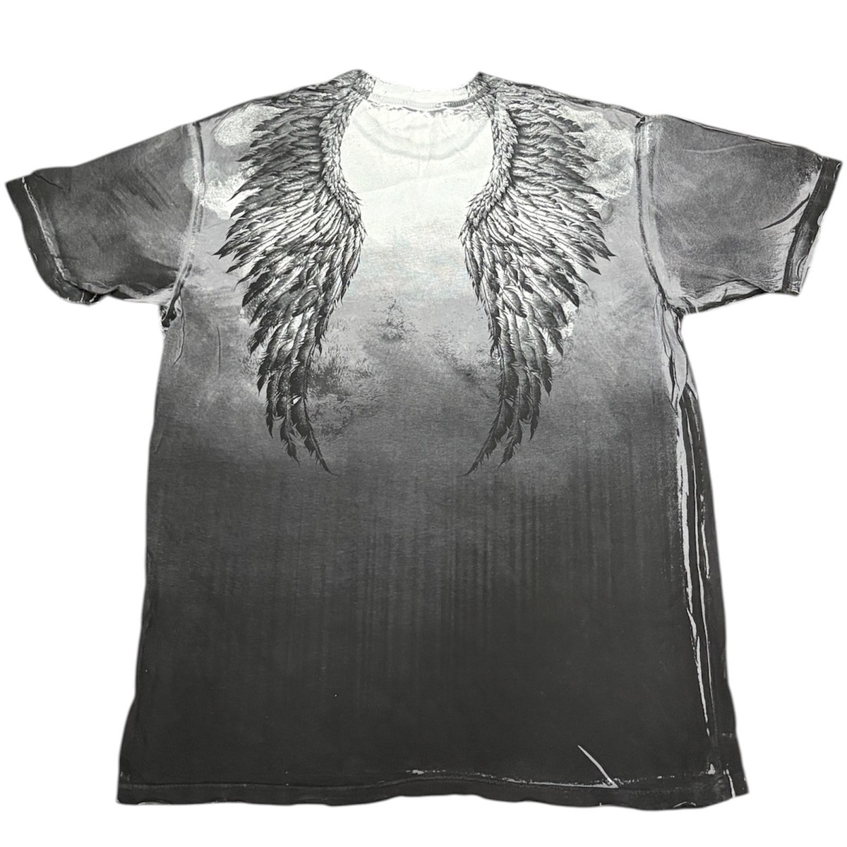 Rare $56 AFFLICTION Silver UPWARD Short Sleeve Slim Fit Y2K Mens T