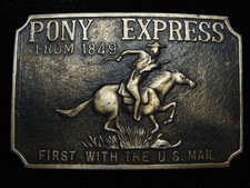 PJ09143 VINTAGE 1970s PONY EXPRESS FIRST WITH THE U.S. MAIL OLD WEST BUCKLE