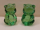 Vintage Pair Of Fenton Art Glass Sitting Bears Paperweights Figurines 4" USA