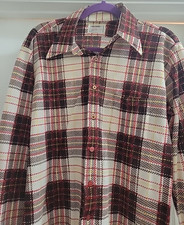 Arrow Vintage Mens 70s Glen Check Plaid Nylon Button Down Disco Shirt Sz Large