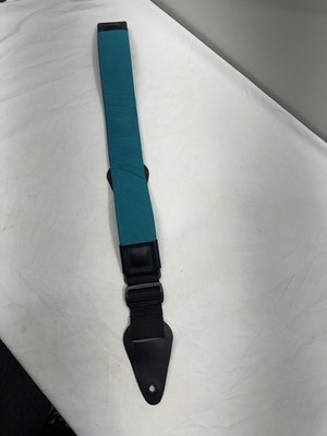 Wayco Vintage Guitar Adjustable Strap leather Ends & Nylon Cushioned Teal Strap