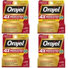 4 Pack OraJel 4x Toothache and Gum Fast Acting Pain Relief Gel, .25 oz