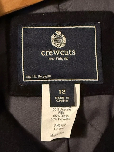 Abrigo Crewcuts J.Crew Factory Niños Mezcla de Lana Doble Pecho Guisante Negro Talla 12 Foto 3 de 4