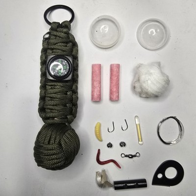Monkey's Fist Knot Survival Angeln und Feuer Kit Schlüsselanhänger Backpacking Wandern Camp