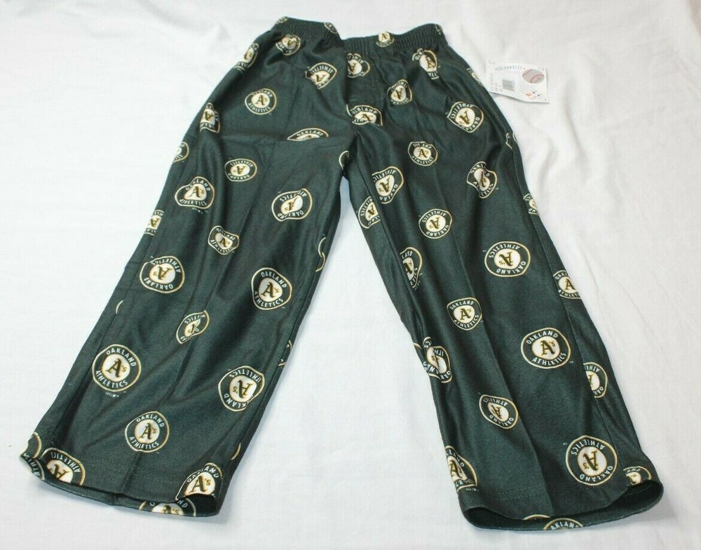2 Oakland Athletic MLB Team Logo Pajama Pants Size Boys Small (4) New