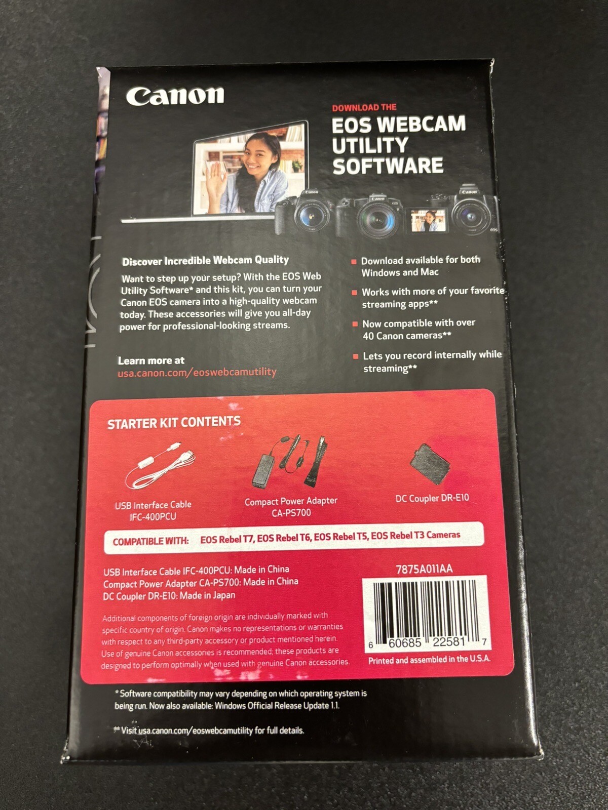 Canon EOS cam Accessories Starter Kit for EOS Rebel T7 T6 T5 T3