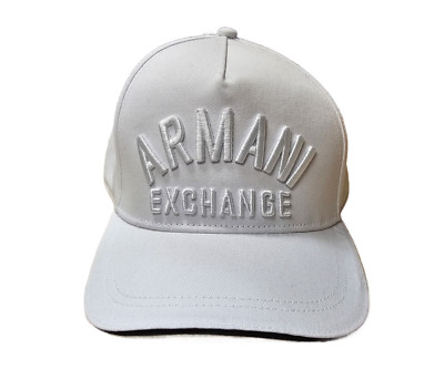 ARMANI EXCHANGE 954047 WHITE WITH BLACK TRIM ARCHED LOGO MENS SNAPBACK HAT OS