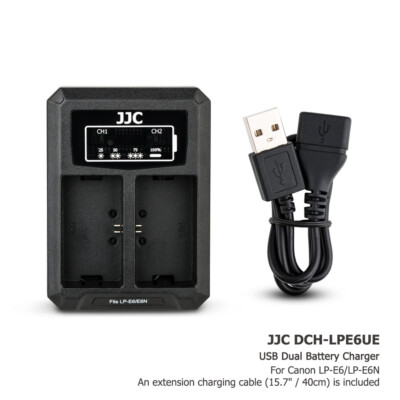USB Dual Battery Charger fits LP-E6 LP-E6N for Canon EOS 6D 7D