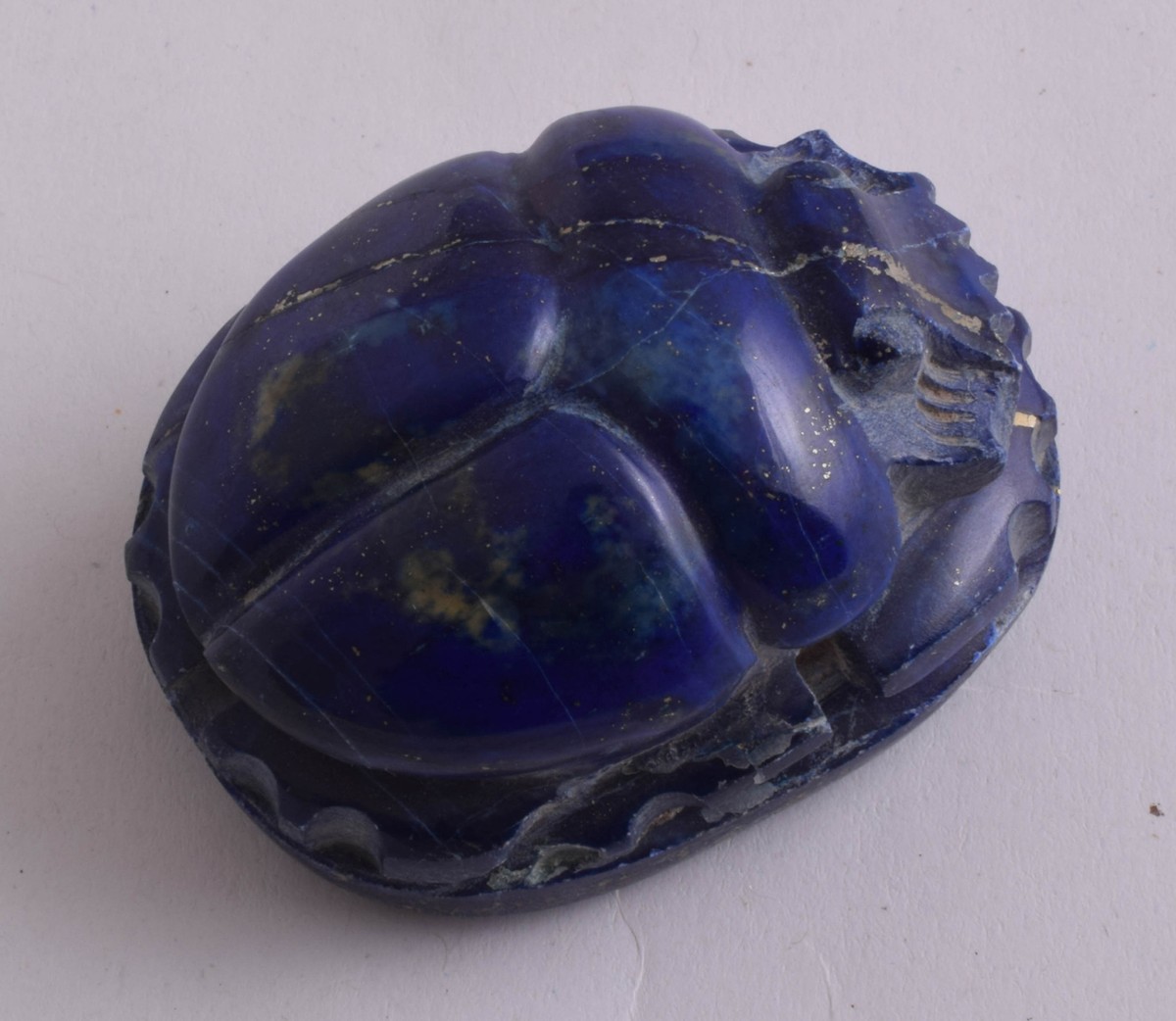 Scarabée égyptien Sculpté En Lapis-lazuli – Pièce Artisanale – 2,3 Cm / 143 Grammes
