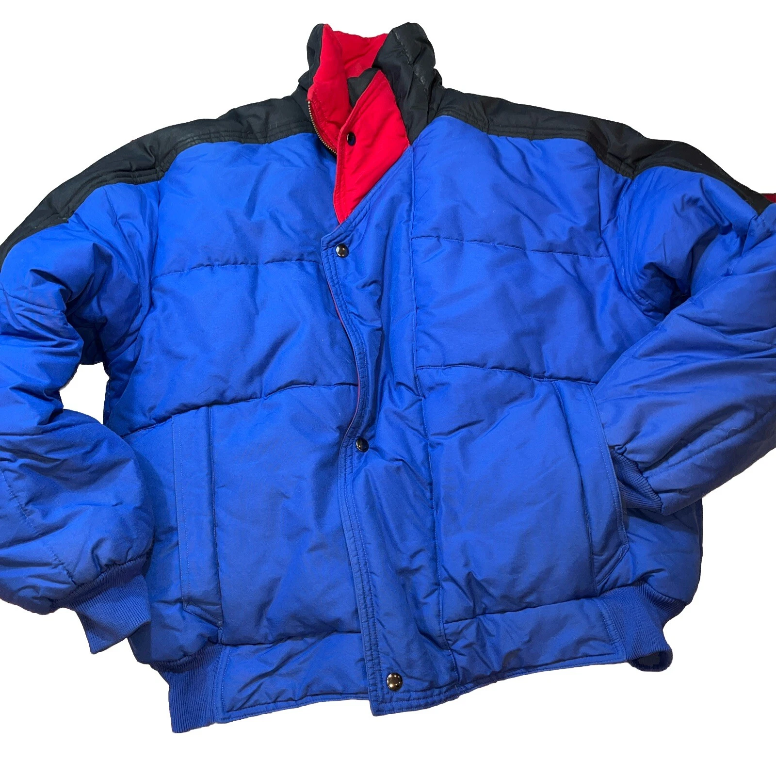 90s St Moritz Ski Team JACKET BLUE red DOWN PUFFER MEN’S XL, Engadine 6000 feet