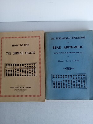 Two Vintage Chinese Abacus Instructional Booklets Kwa Tak Ming and Hong Kong