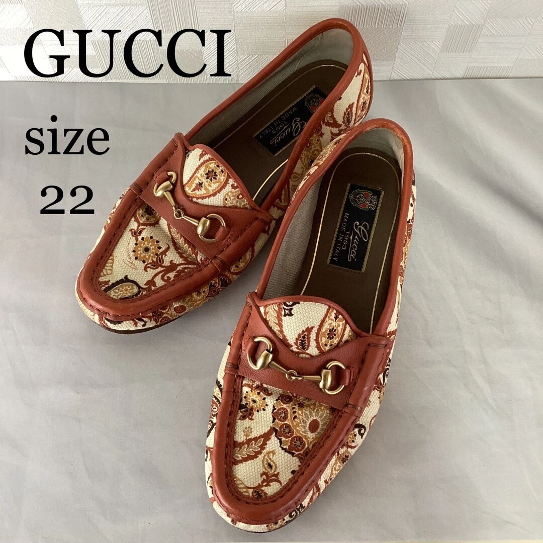 Mocassins femme occasion GUCCI Horsebit toile multicolore EU34,5 US4,5 Japon F/S