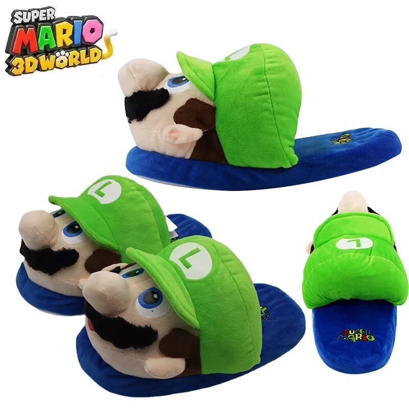 Super Mario Bros Zapatillas Luigi Niña O Adulto Talla Única 27cm Pantufla