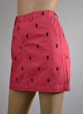 Ralph Lauren Vintage Red Skirt with R.L. Navy Blue Ponies Logo - NWT