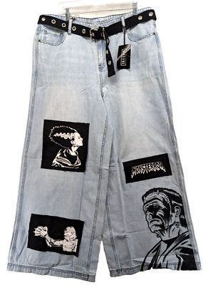 Universal Monsters Baggy Jeans  Plus Size 1 Hot Topic Frankenstein Bride  39X31