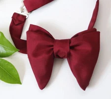 Men's Self tied Bow Tie Maroon Silk Butterfly Bowtie big bow tie S430
