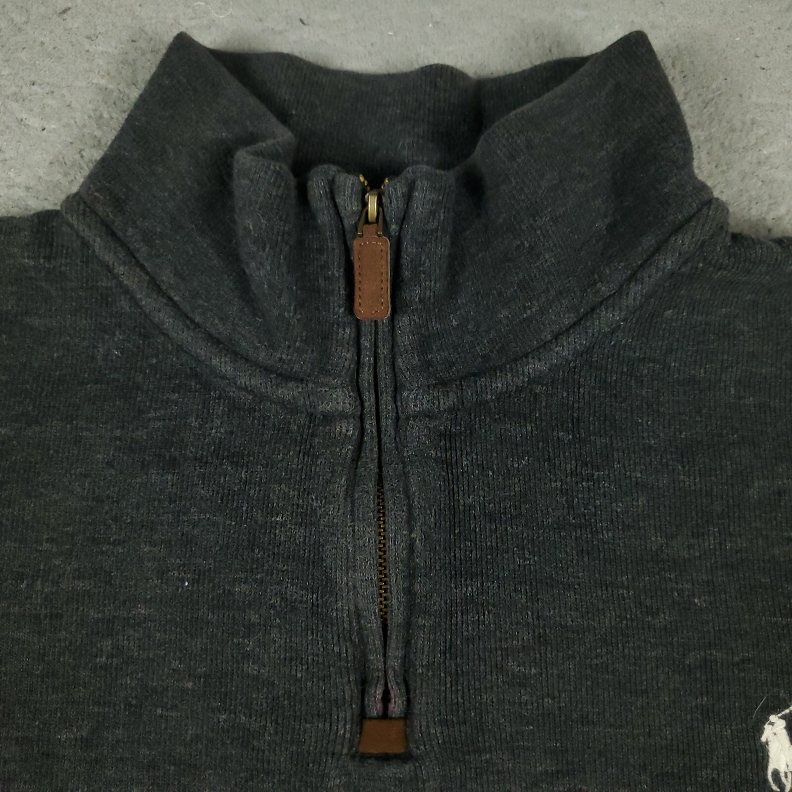 Maglione Ralph Lauren uomo 2XL grigio pony 1 4 zip pullover felpa *