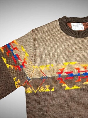 Vintage 70s Pendleton Authentic Sweater Native Pattern Wool