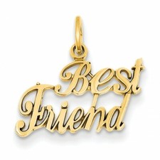 Best Friend Charm Pendant Necklace 14K Yellow Gold Plated Sterling Silver