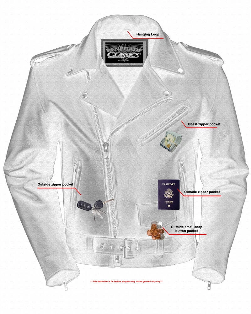 Black Vintage Leather Jacket for Mens with Plain Sides Design & Multiple Pockets - product detail image 2