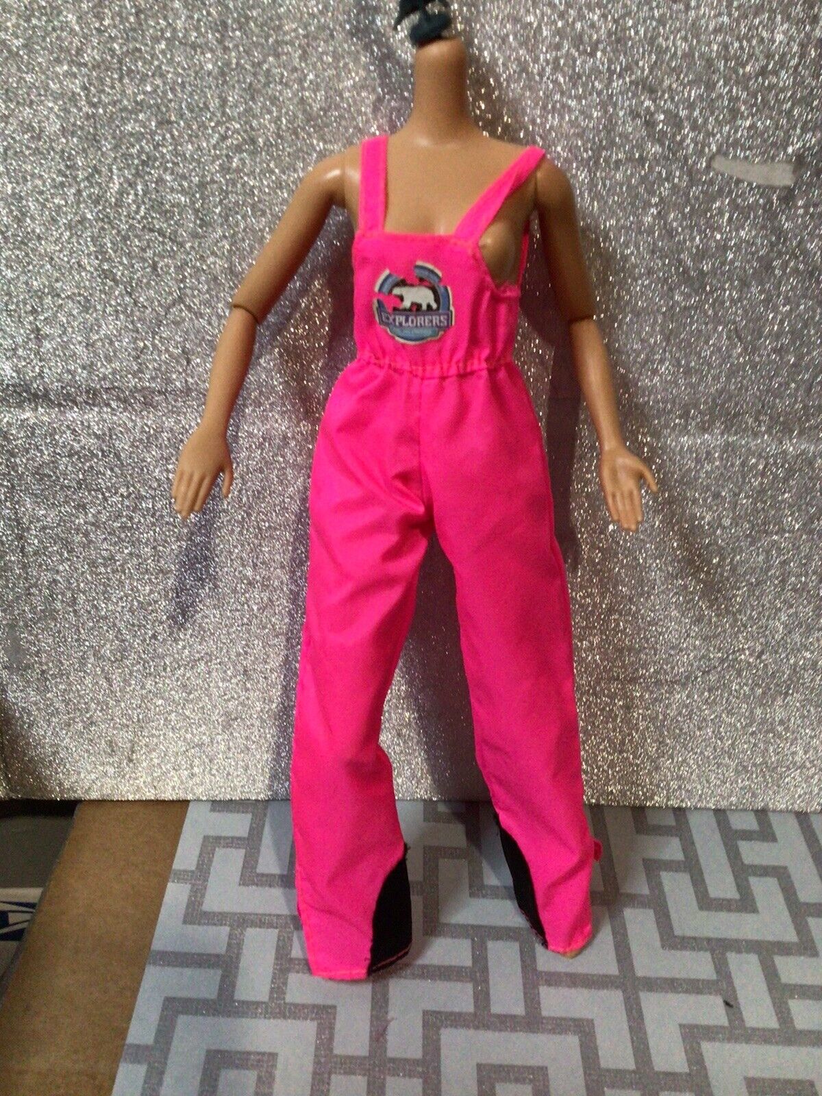 Vintage Barbie Clone Mod Denim Overalls W Letter and Yellow 