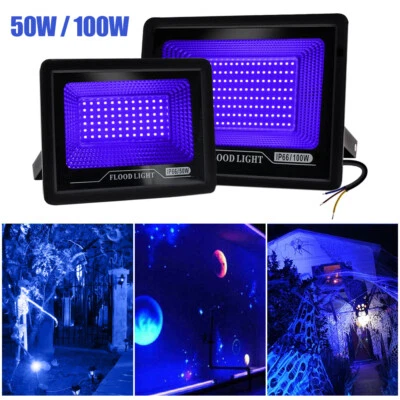 1X LED UV Schwarzlicht Strahler Fluter Wasserdicht Scheinwerfer Party 50W/100W  - Bild 1 von 4