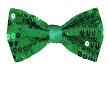 Green Sequins Pre-Tied Bow Tie for Formals Schools Dance Troupes Costumes
